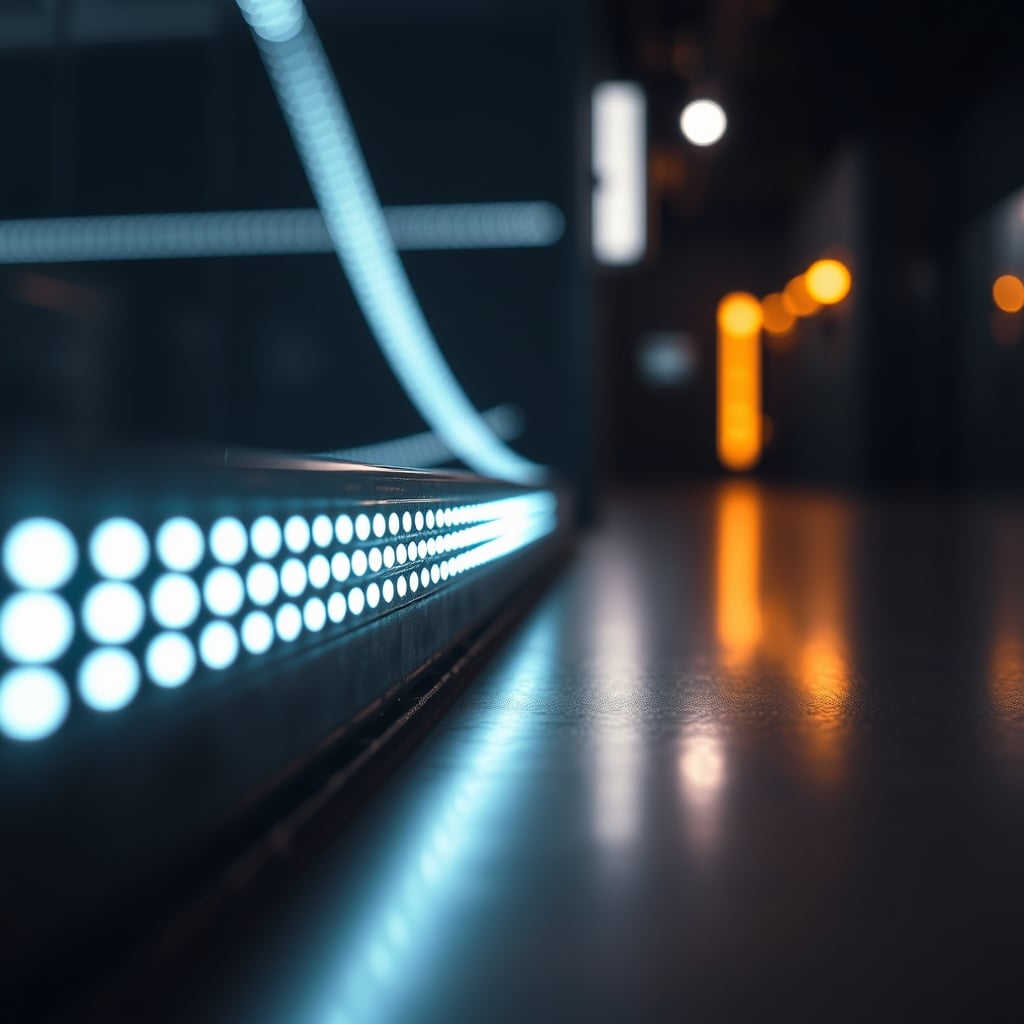 A close-up photo revealing the subtle flicker of a cheap RGB LED light strip.