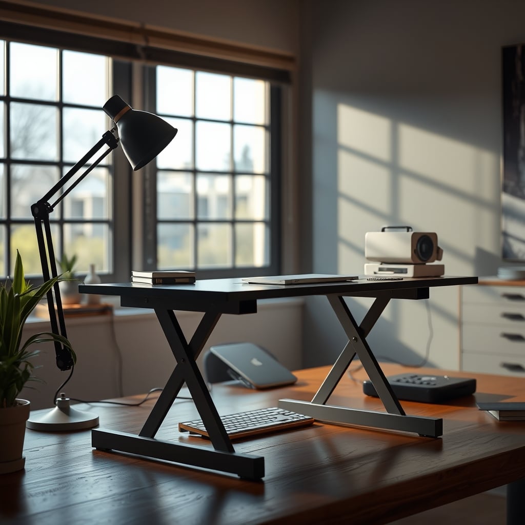 A flimsy folding desk wobbling under light typing pressure, illustrating poor stability.