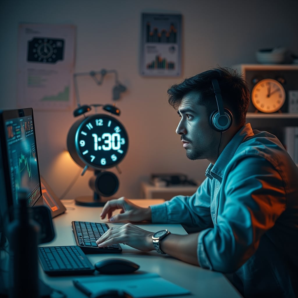 Person awake at 3 AM looking confused at a smart clock showing inaccurate sleep data