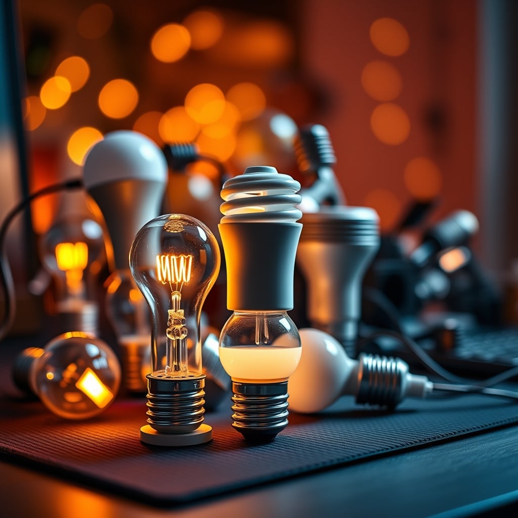 A single lamp fixture with three different brand smart bulbs, each glowing a slightly different shade of white, demonstrating compatibility problems