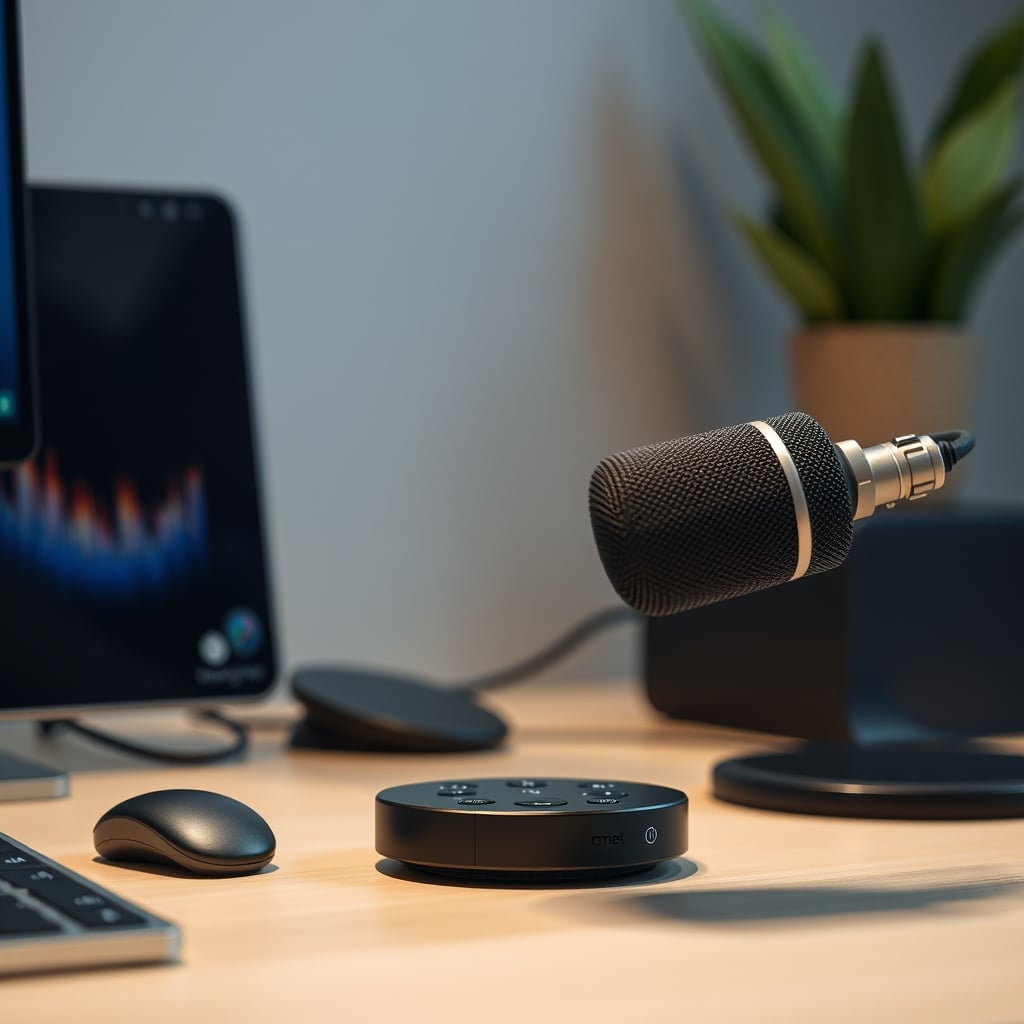 A close-up of a smart clock's physical microphone mute switch in the off position.