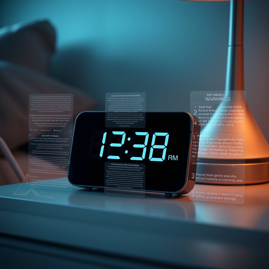 Smart clock emitting subtle digital security warnings