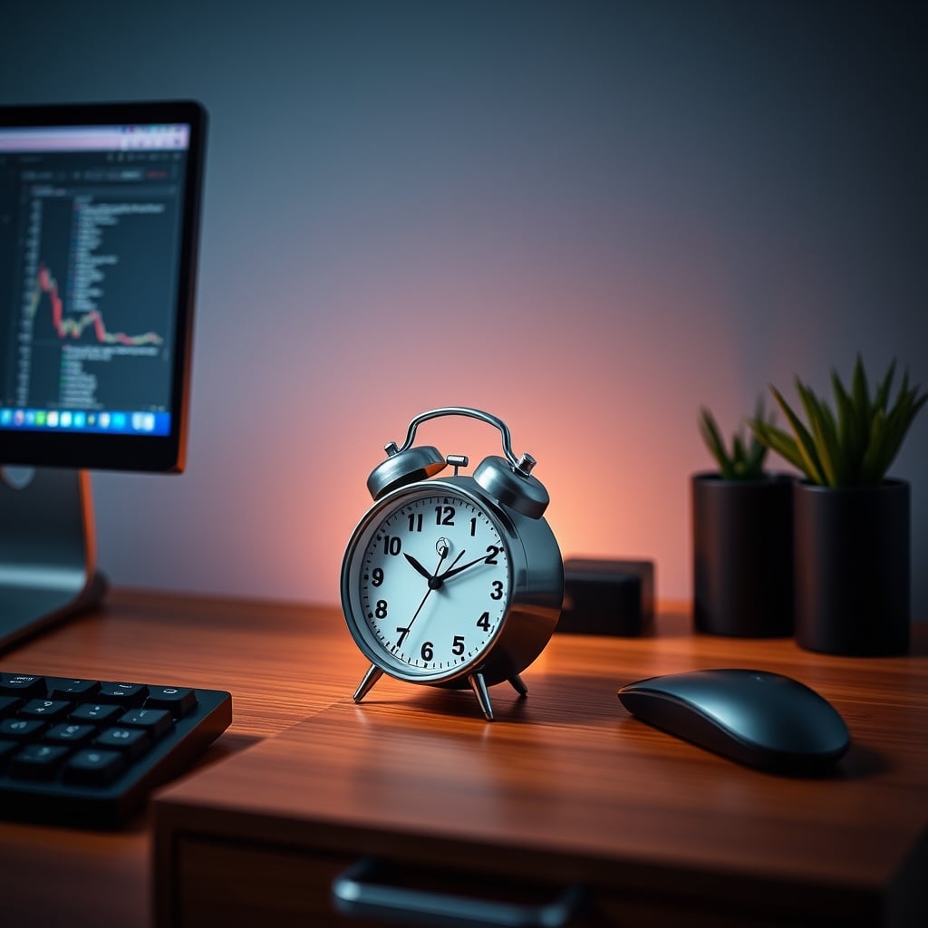 A classic, simple analog alarm clock telling the time with no extra data