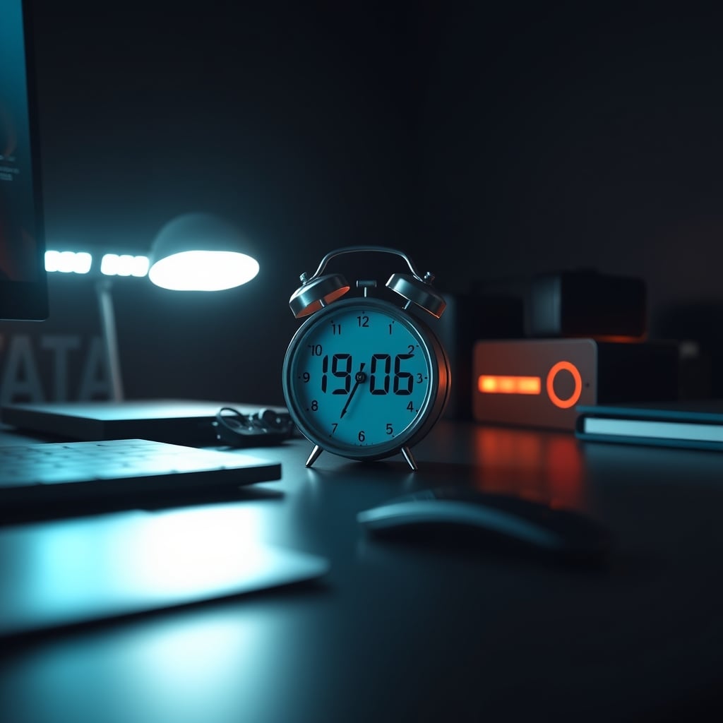 A simple, non-smart digital alarm clock showing only the time in a dark bedroom.