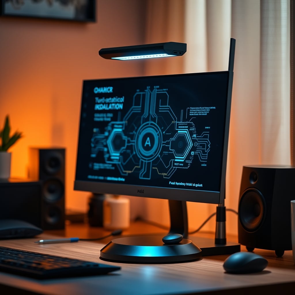 Illustration showing a smart desk lamp with visible data streams flowing from its sensors, representing privacy concerns