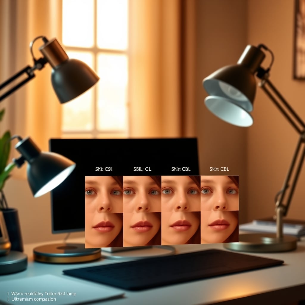 Visual comparison showing how skin tones look under high CRI vs low CRI desk lamps