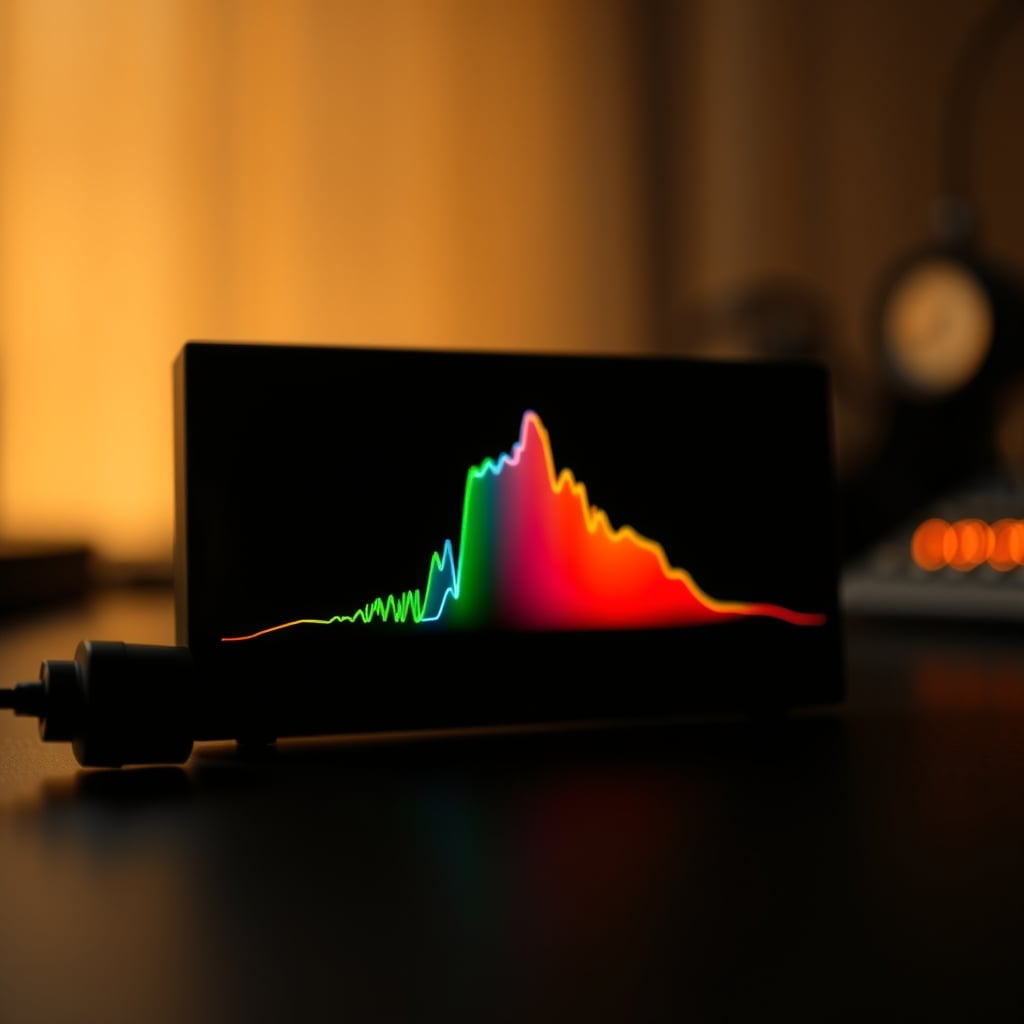 Incomplete light spectrum from a low-CRI smart bulb, highlighting poor color rendering