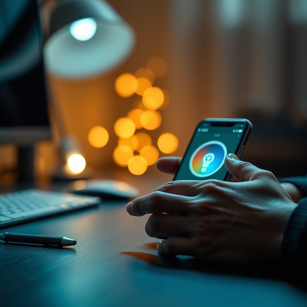 User struggling with a smart light app, highlighting the complexity and failure of automated 'wellness' routines