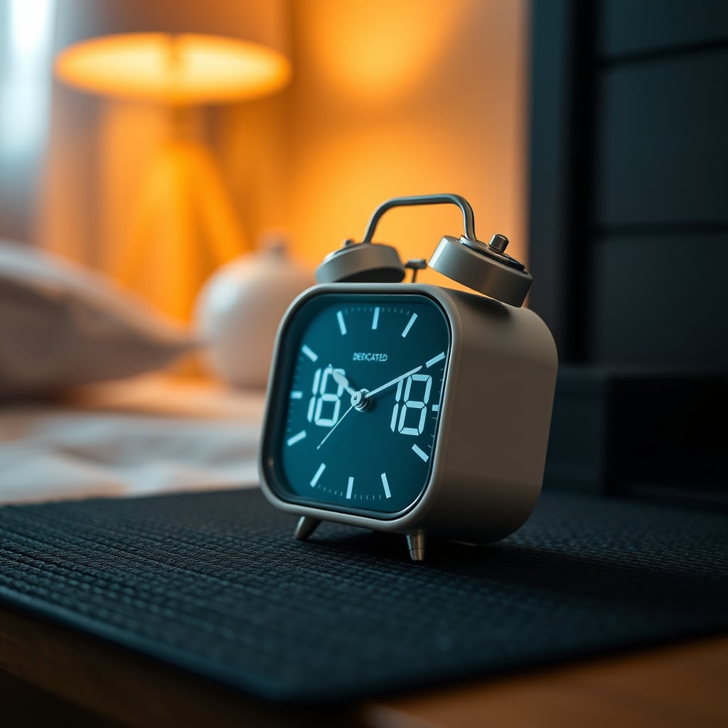 A dedicated sunrise simulation alarm clock sitting on a bedside table.