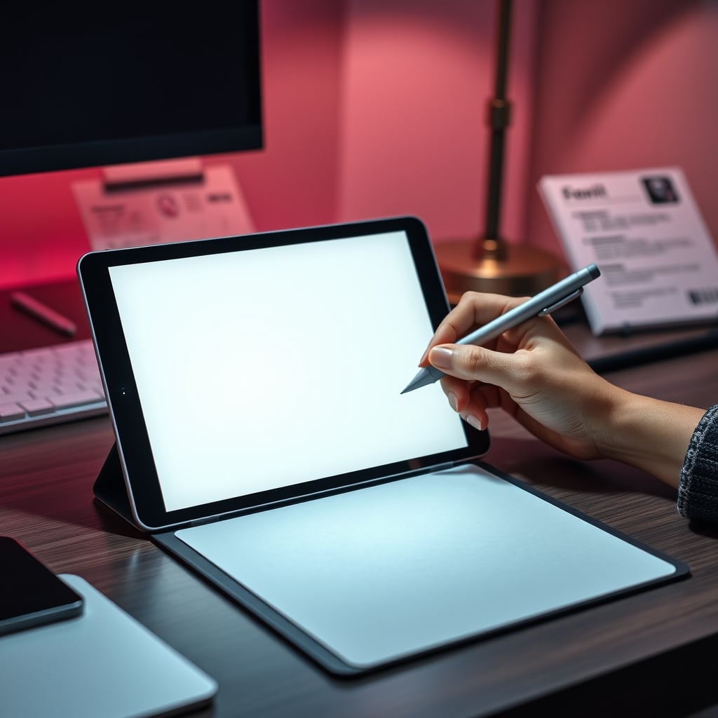 iPad with matte screen protector and Apple Pencil handwriting notes