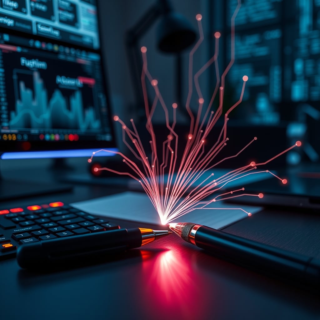 A stylized image showing data flowing from a smart pen, visualizing the privacy risk.
