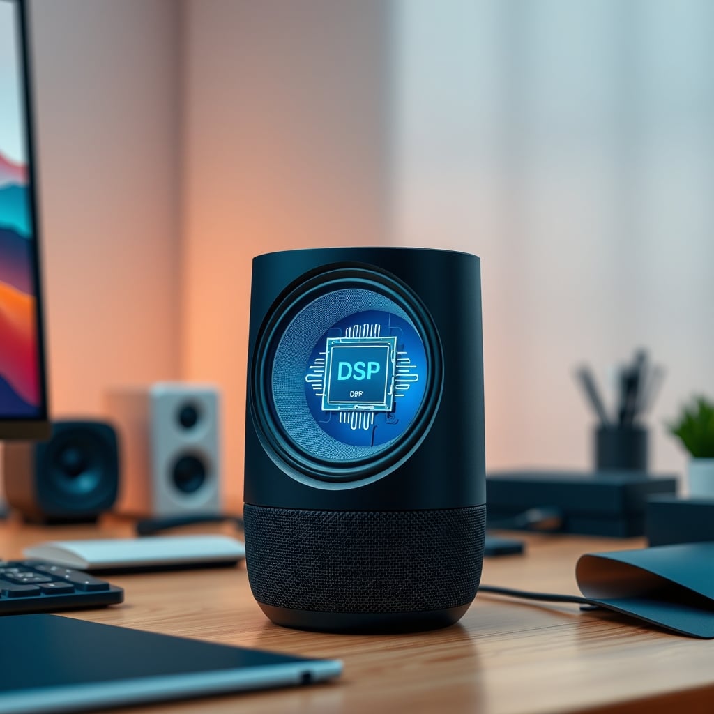 Diagram showing DSP compression chip in smart speaker