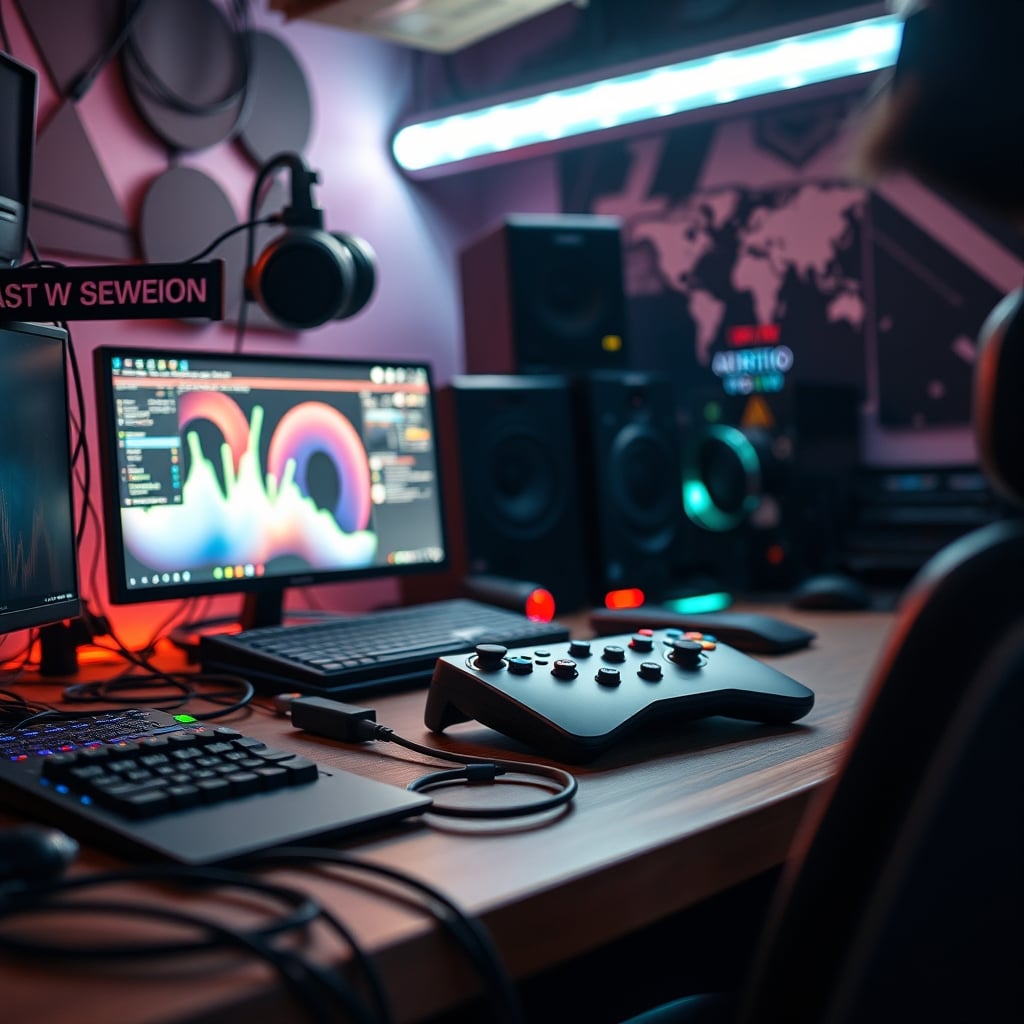 A messy desk dominated by a dedicated streaming controller, representing unnecessary complexity