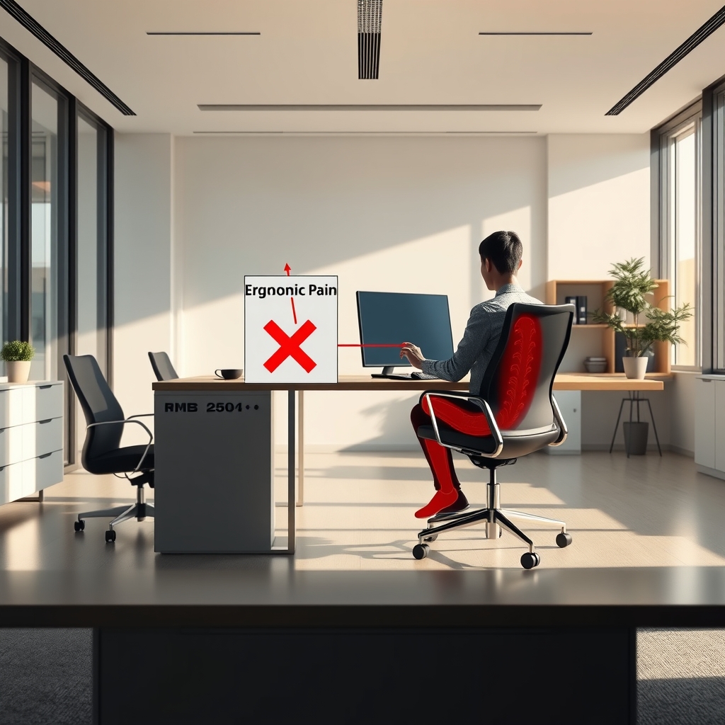 Incorrect ergonomic chair posture showing common discomfort points