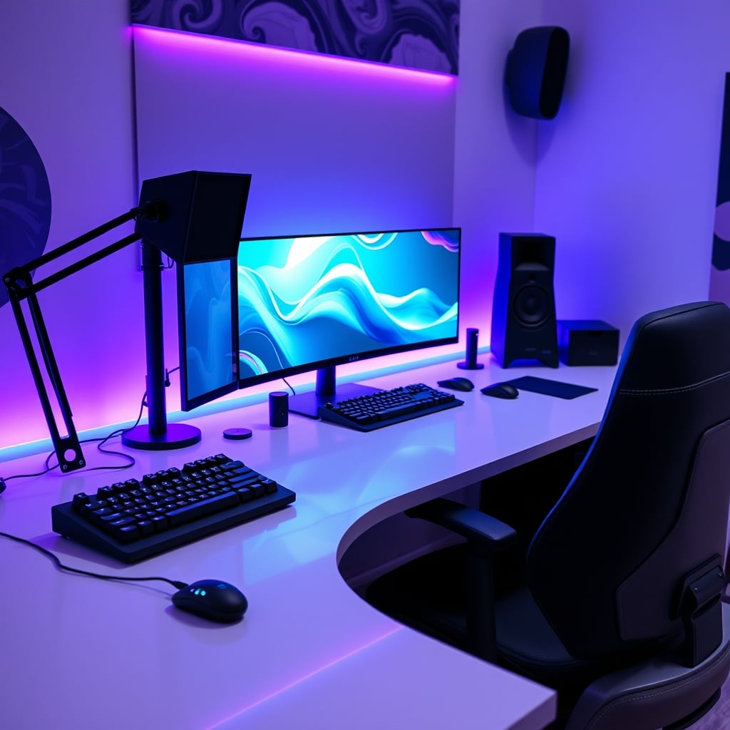 A simple mechanical keyboard contrasted with a fancy, multi-screen stream deck.