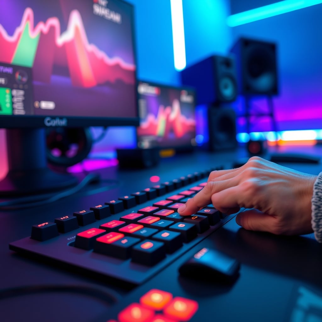 A finger pressing a button on a streaming controller, emphasizing the action and potential for lag.