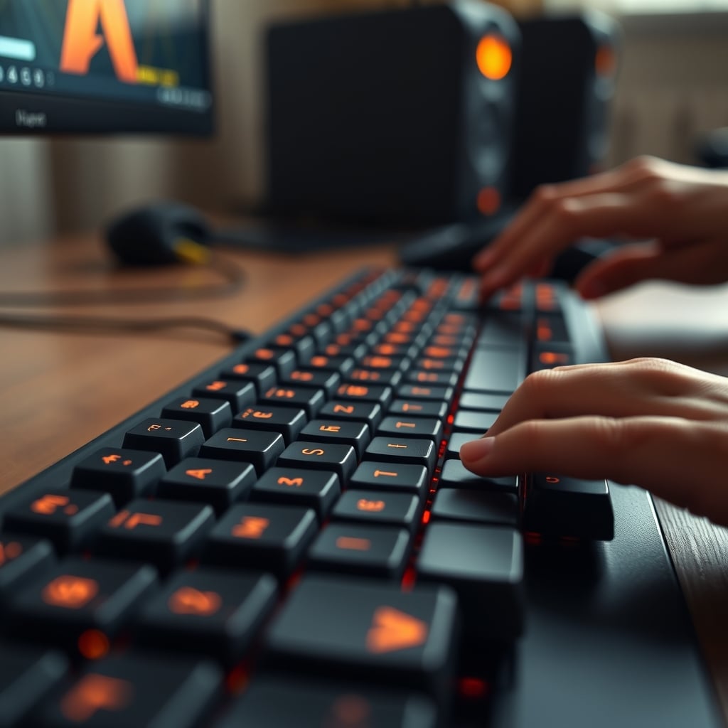 Close-up view of a finger pressing a dedicated macro key on a mechanical keyboard.