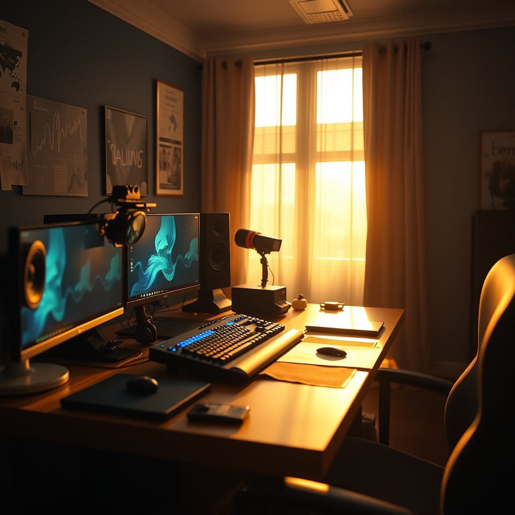A streamer's desk with an expensive Stream Deck pushed aside, ignored, while the streamer uses their keyboard.