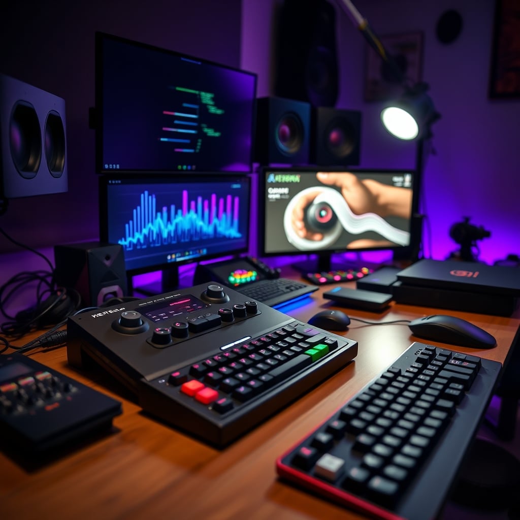 A complex streaming controller sits unused on a messy desk, highlighting overkill