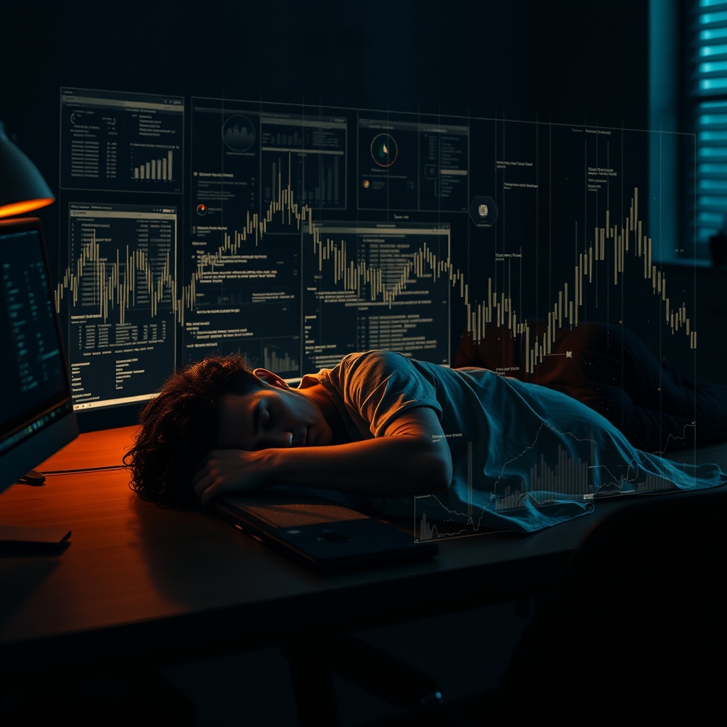 A conceptual image illustrating the complex and often misinterpreted nature of smart clock sleep data.