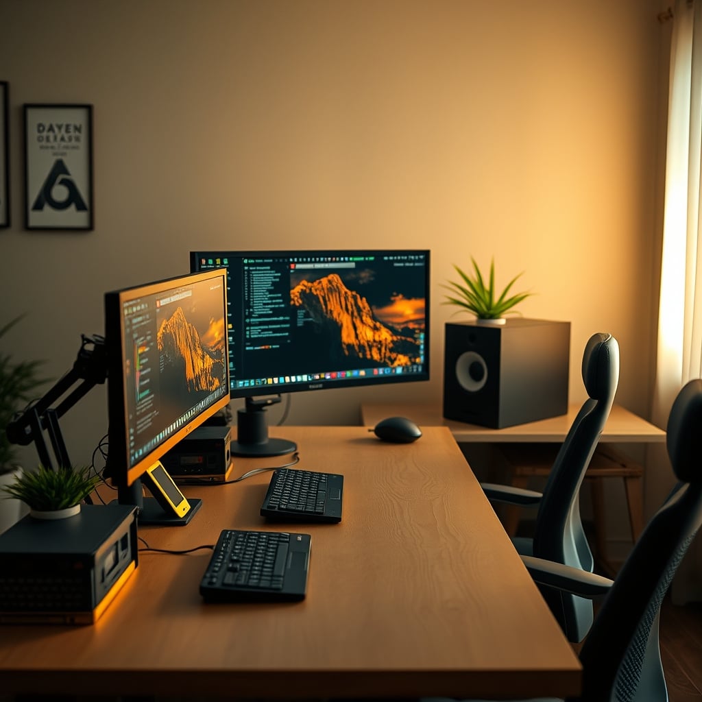 A person working at an ultra compact desk, showing cramped arm position and lack of space for basic items.