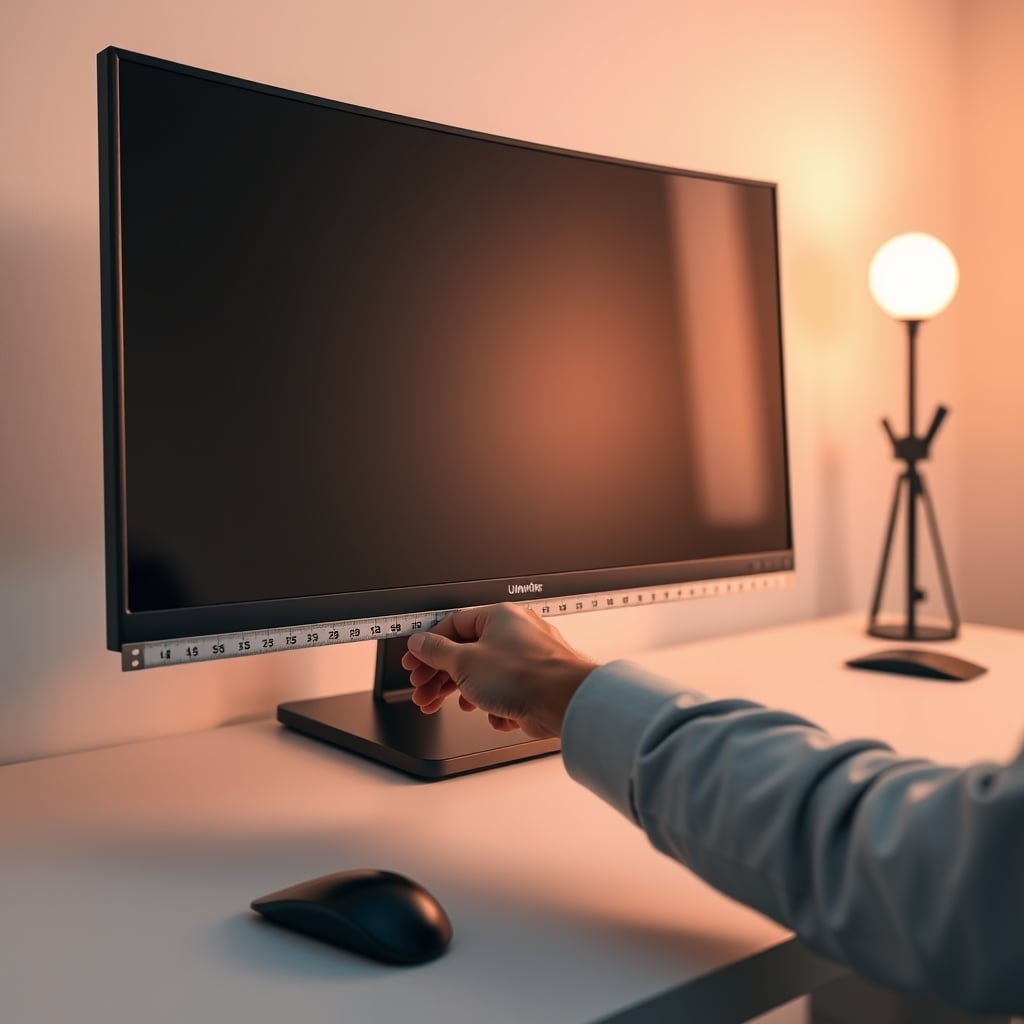 Measuring tape showing insufficient desk depth for ultrawide monitor