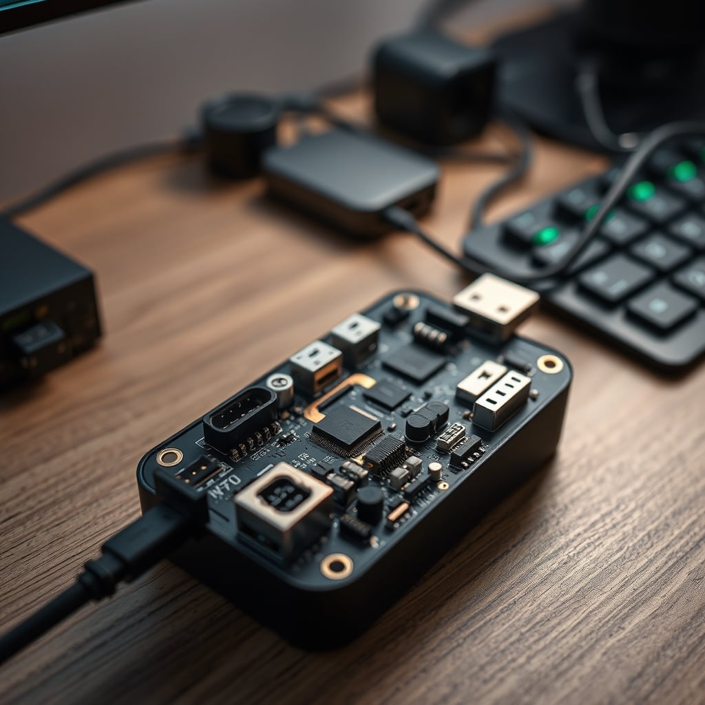 Close-up of a burnt and scorched PCB from inside a failed USB-C hub, showing catastrophic component failure.