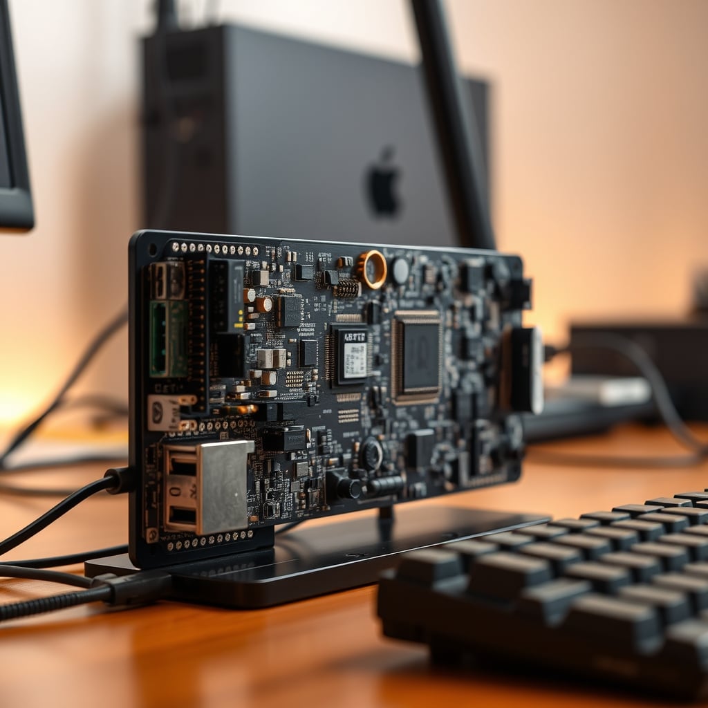 Crowded internal PCB of a multi-function USB dock