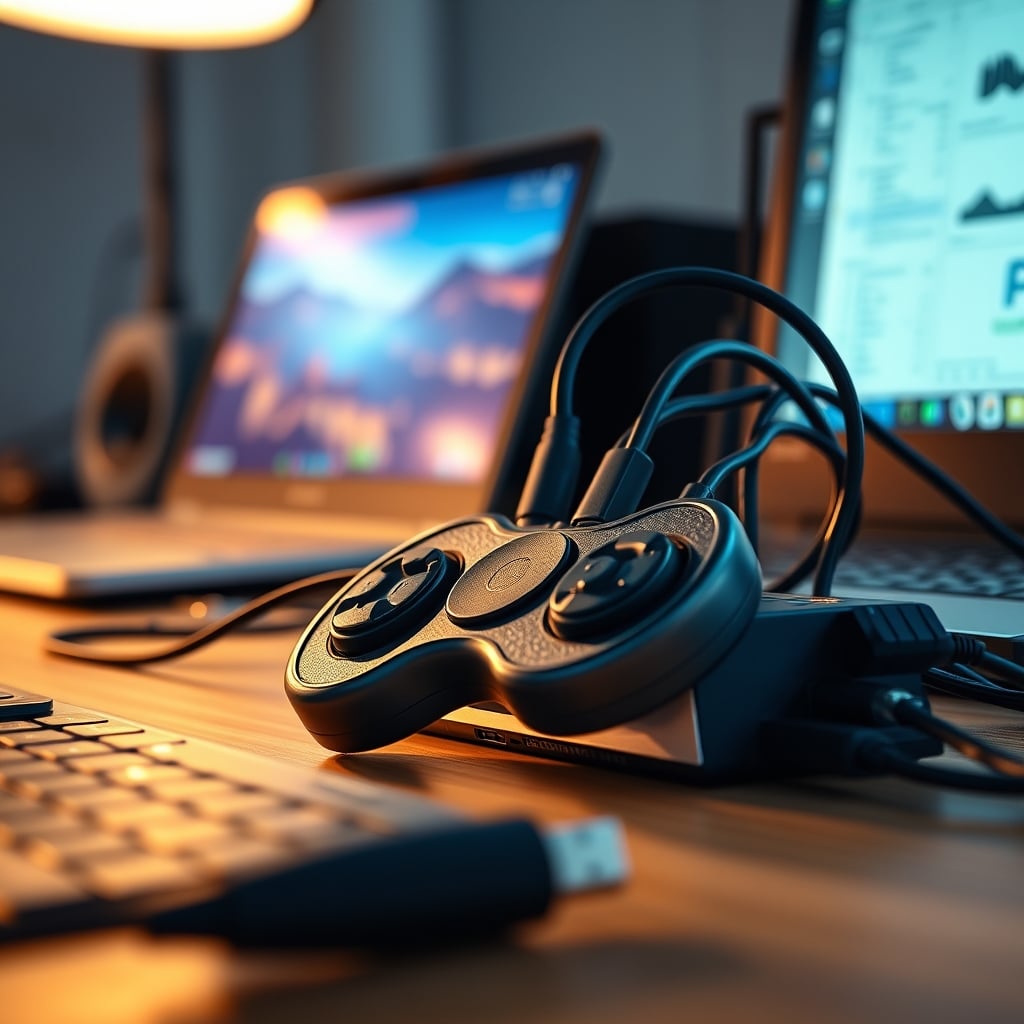 A USB-powered fidget toy creating cable clutter on a desk