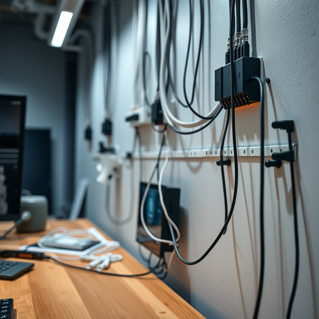 Proper cable management with separated cables and individual mounting clips