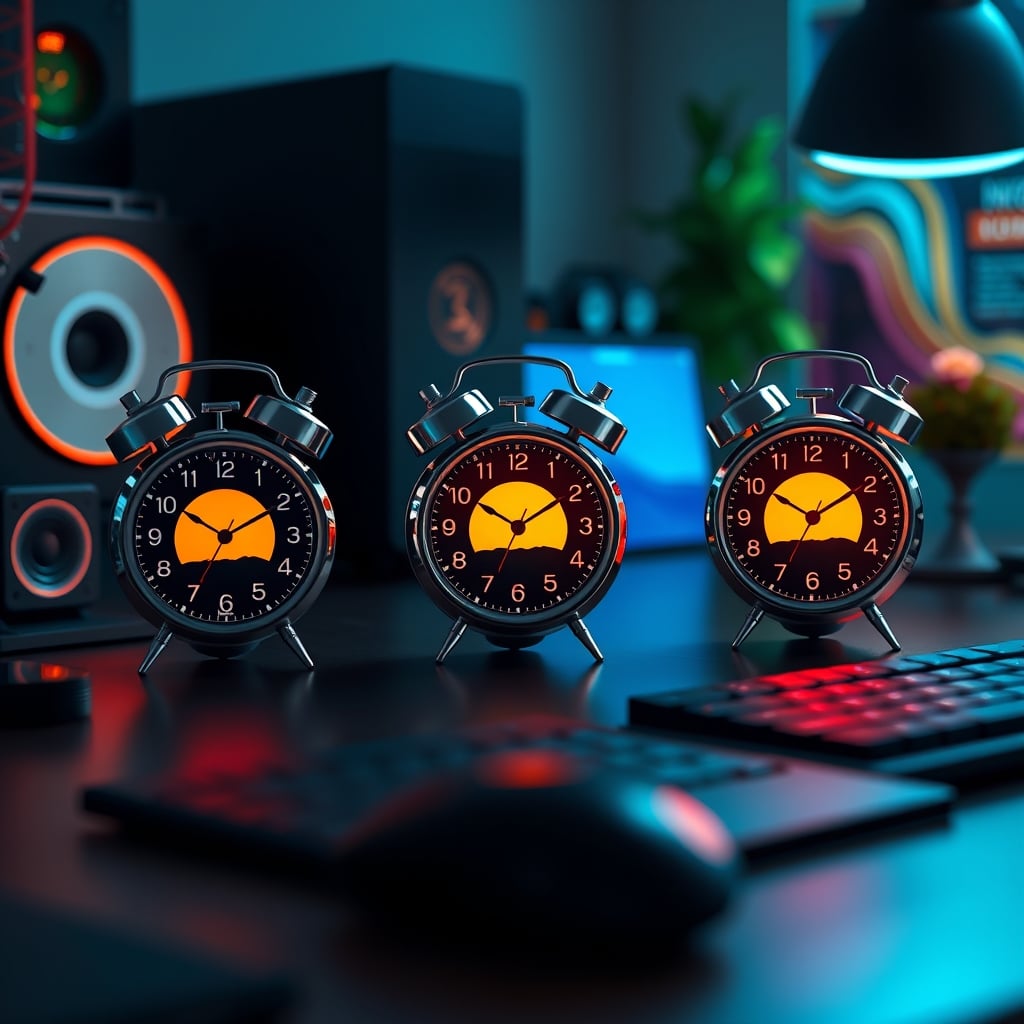Three different sunrise alarm clocks lined up showing size and design differences