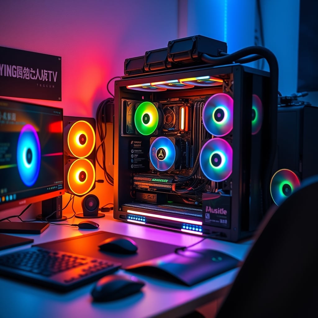An example of an overcomplicated, noisy workstation cooling setup with excessive fans