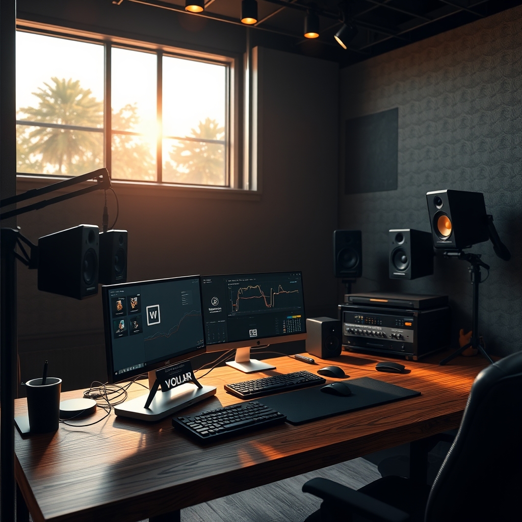 Acoustic panels installed strategically in a YouTube recording space