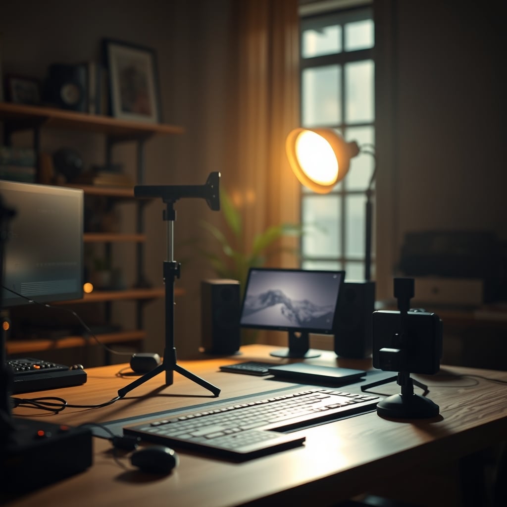 A YouTuber looking washed out and unprofessional under poor lighting from cheap softboxes.