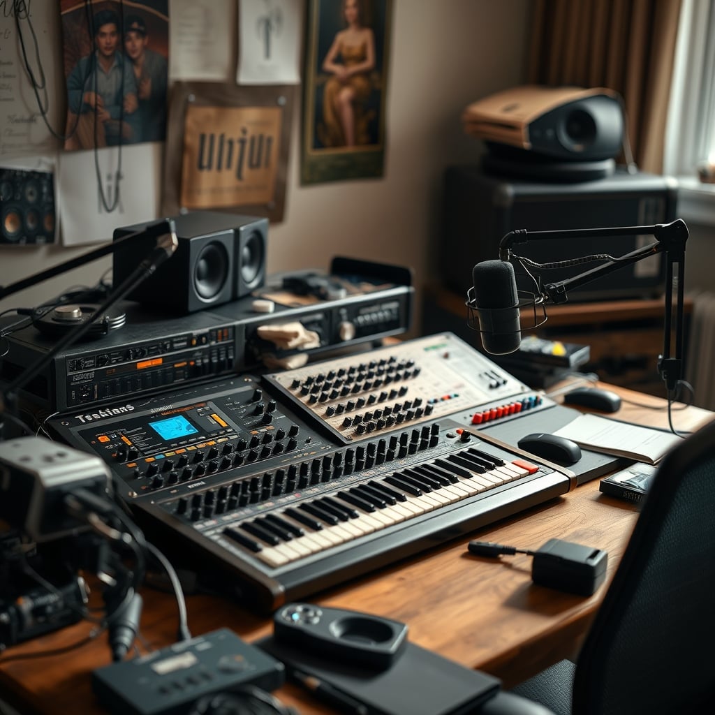 An example of microphone overkill: a complex, expensive audio interface with tangled XLR cables, representing unnecessary complexity for most YouTubers.